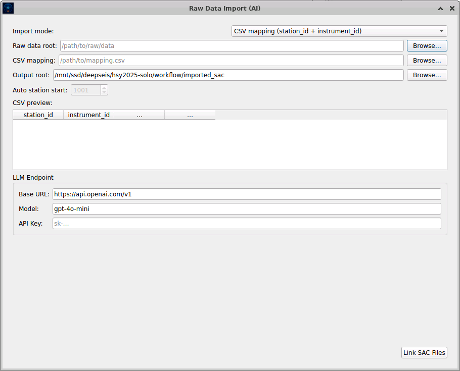 DeepSeis Raw Data Import with AI Mapping